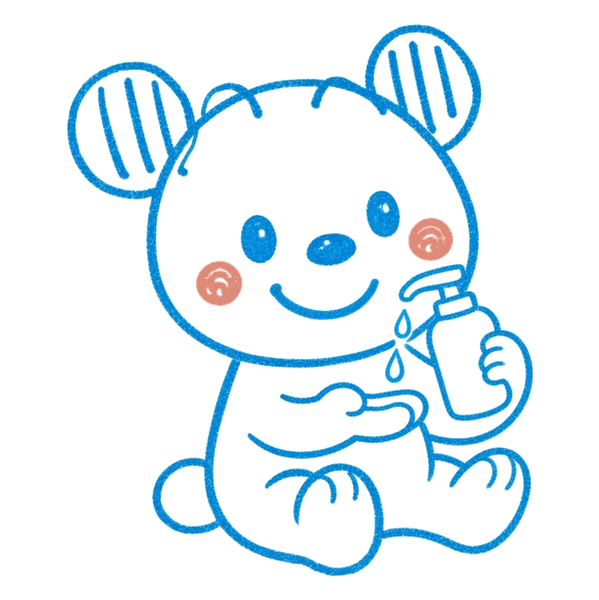 STEP 02 手のひらに1〜2プッシュするクマ