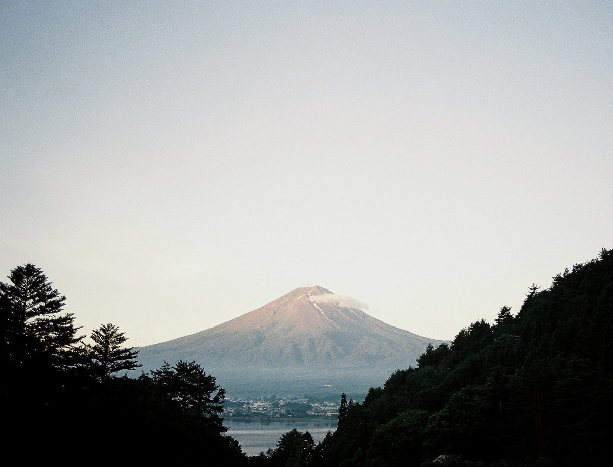 朝焼けに染まる富士山